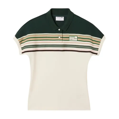 Áo Polo Nữ Lacoste Women's Made In France Slim Fit Striped Polo PH5291 51 PIB Màu Trắng Size 36