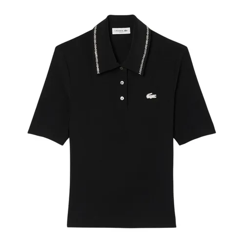 Áo Polo Nữ Lacoste Women's L.12.D Slim Fit Diamanté Pop Polo DF6262 51 031 Màu Đen Size 36