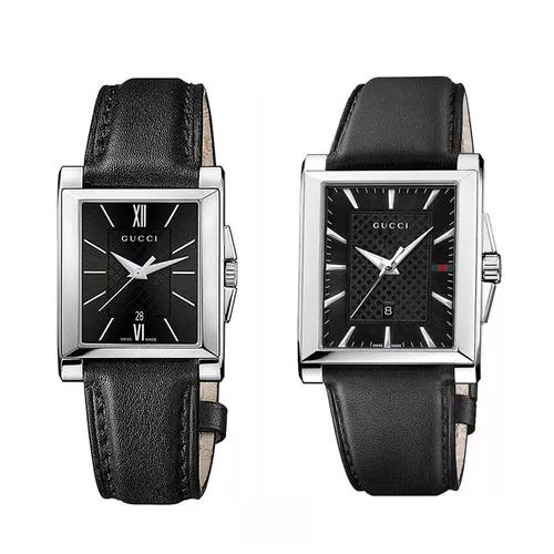 Đồng Hồ Đôi Gucci 138 Rectangle Watch Màu Đen