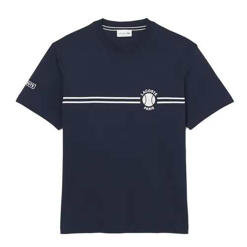 Áo Thun Nam Lacoste Printed Embroidered Cotton Jersey T-Shirt TH9694 55G 166 Màu Xanh Navy Size 3