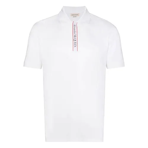 Áo Polo Nam Alexander Mcqueen Logo Tape Short Sleeve Shirt Màu Trắng Size XS