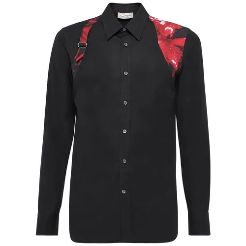 Áo Sơ Mi Nam Alexander Mcqueen Harness Cotton Poplin Shirt Màu Đen Size 15+