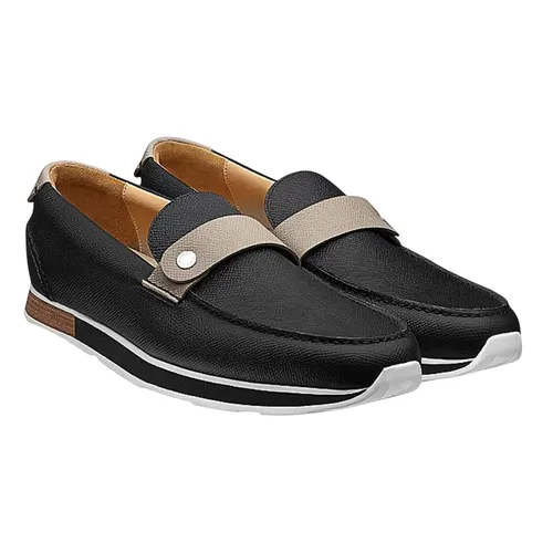 Giày Lười Nam Hermès Black Leather Shoes Màu Đen Size 40