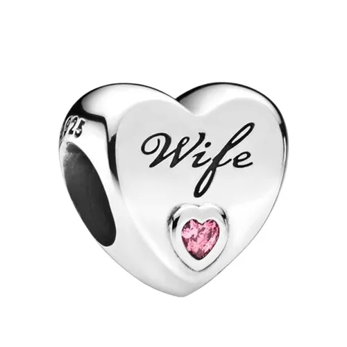 Hạt Vòng Charm Pandora Wife Love Heart Charm Màu Bạc