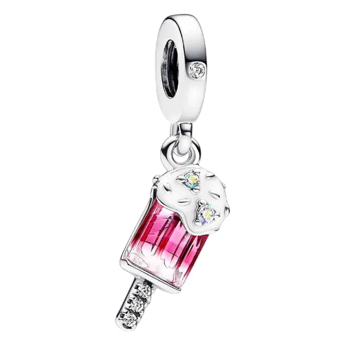 Hạt Vòng Charm Pandora Sprinkled Popsicle Dangle Charm 792597C01 Màu Hồng Bạc