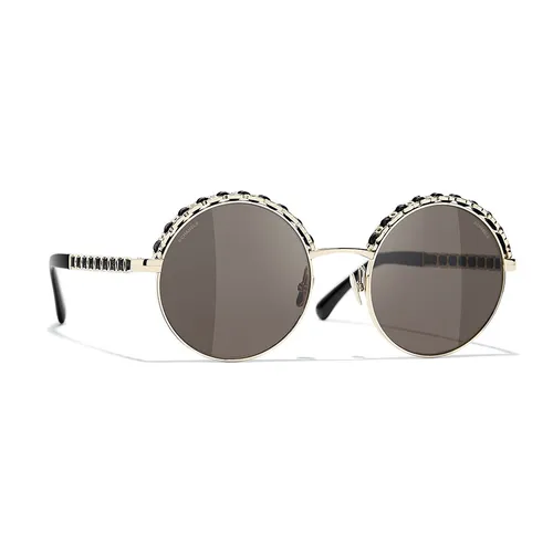 Kính Mát Chanel Round Sunglasses CH4265Q Màu Xám Đen