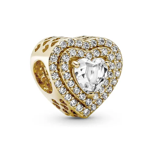 Hạt Vòng Charm Pandora Sparkling Multi Tiered Hearts Charm Pendant 759517C01 Màu Vàng Gold