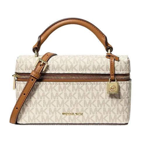 Túi Xách Nữ Michael Kors MK Jana Extra-Small Signature Logo Convertible Crossbody Bag 32F5GQ1C0B Vanilla/Acorn Màu Trắng