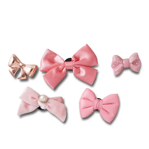 Set Charm Dép Crocs Charming Bow Jibbitz 5 Món Màu Hồng