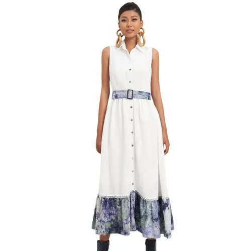 Váy Sơ Mi Nữ F2 Fashion & Freedom Modern Women's White Linen Dress D767-T-S-0923 Màu Trắng Size S