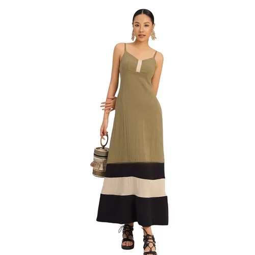 Váy Suông Nữ F2 Fashion & Freedom Women's Linen Dress In Creamy Blue And Black The Art Of Styling D762-XKD-S-0923 Màu Xanh Đen Size S