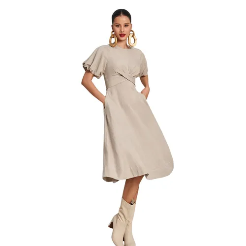Váy Liền Nữ F2 Fashion & Freedom Linen Golden Girl D773-X-S-0923 Màu Xám Nhạt Size S