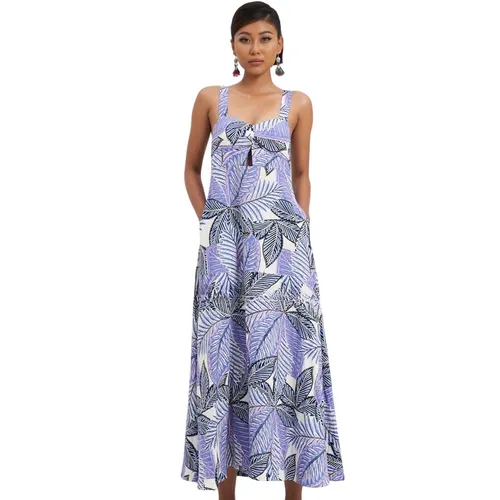 Váy Xòe Nữ F2 Fashion & Freedom Women's Modern Purple Linen Dress D750-TIM-S-0923 Màu Tím Size S
