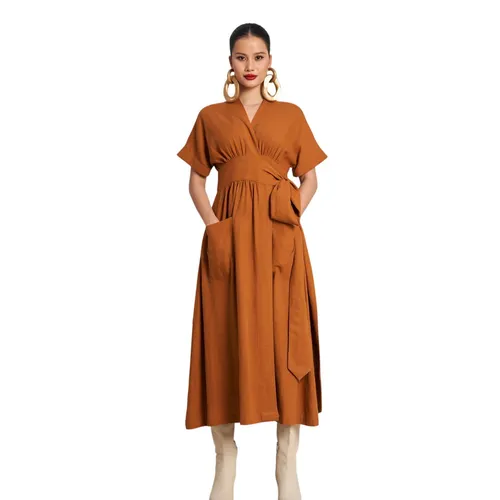 Váy Liền Nữ F2 Fashion & Freedom Linen Golden Girl D771-N-S-0923 Màu Nâu Size S