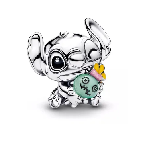 Hạt Vòng Charm Nữ Pandora Stitch And Scrump Mother's Day By Lilo & Stitch 794554C01 Màu Bạc Xanh