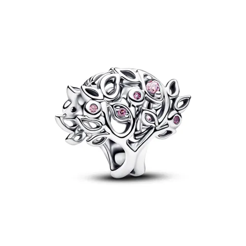 Hạt Vòng Charm Pandora Silver Charm Family Tree With Pink Stone Where Love Abounds 794486C01 Màu Bạc