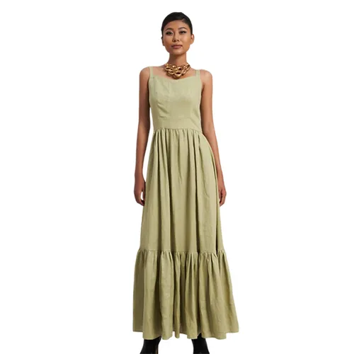 Váy Hai Dây Nữ F2 Fashion & Freedom Linen Modern Women D768-XM-S-0923 Màu Xanh Lá Mạ Size S