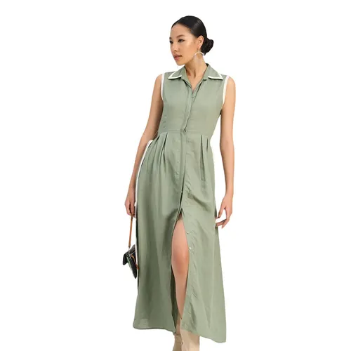 Váy Sơ Mi Nữ F2 Fashion & Freedom Linen The Art Of Styling D759-XLM-S-0923 Màu Xanh Lá Mạ Size S