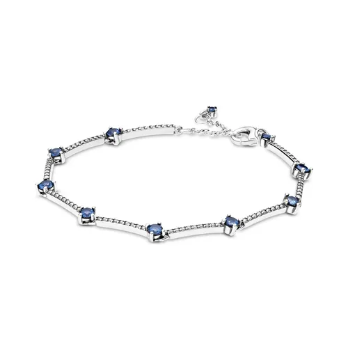 Vòng Đeo Tay Nữ Pandora Sparkling Pavé Bars Bracelet 599217C01 Màu Bạc/Xanh Size 18