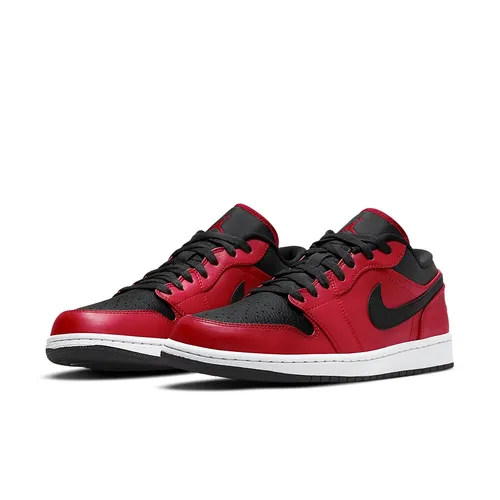 Giày Thể Thao Nike Air Jordan 1 Low Reverse Bred Pebbled Swoosh 553558-605 Màu Đỏ/Đen Size 39