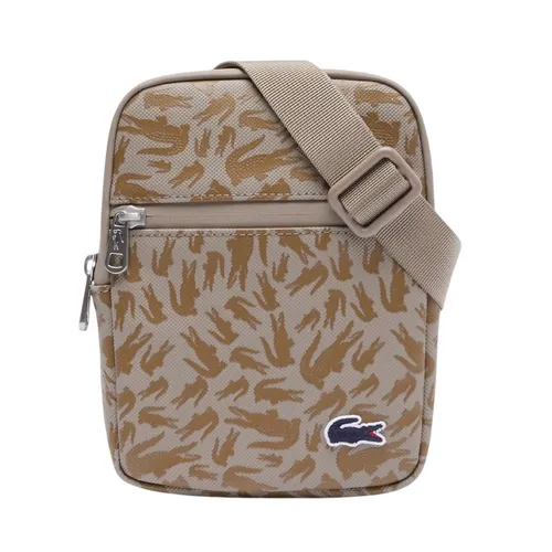 Túi Đeo Chéo Nam Lacoste Small LCST Flat Satchel NH5087TX R71 Camo Croc Fungi Màu Be