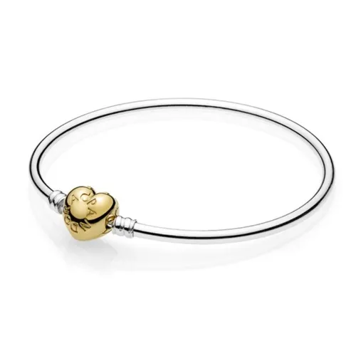 Vòng Đeo Tay Nữ Pandora Moments Heart Clasp Bangle 567163 Màu Bạc