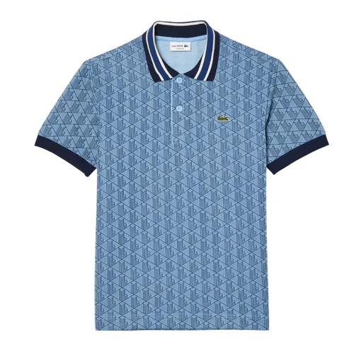 Áo Polo Nam Lacoste Classic Fit Monogram EF0151 52 001 Màu Xanh Blue Size 5
