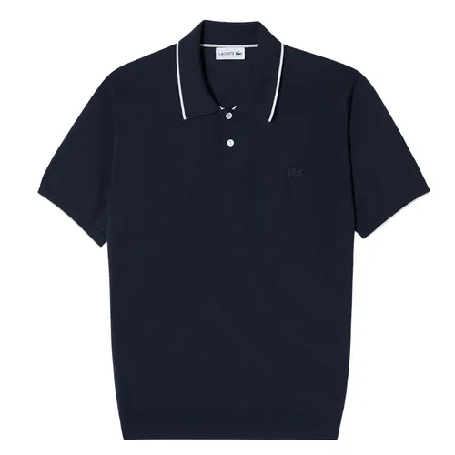 Áo Polo Len Nam Lacoste Men's Tipping Paper Short Sleeve Sweater PH744E - 166 Màu Xanh Navy Size 4
