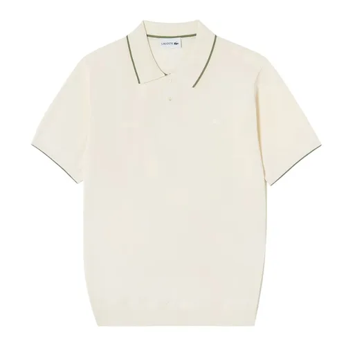 Áo Polo Len Nam Lacoste Men's Tipping Paper Short Sleeve Sweater PH744E - 056 Màu Trắng Size 4