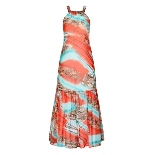 Váy Maxi Nữ F2 Fashion & Freedom Orange Silk Dress With Pattern D433-CHT-S-0724 Màu Cam Xanh Size S