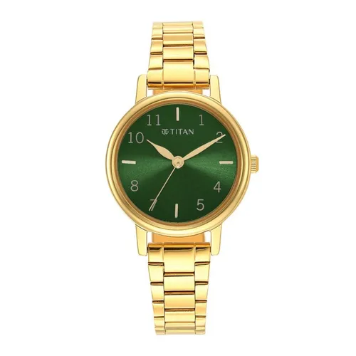 Đồng Hồ Nữ Titan Ladies' Karishma Titanium Stainless Steel Watch Green Dial 2678YM01 Màu Xanh - Vàng