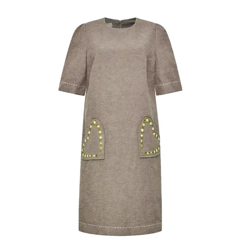 Váy Liền Nữ F2 Fashion & Freedom Brown Linen Dress With 2 Pockets D822-NAU-S-0724 Màu Nâu Size S