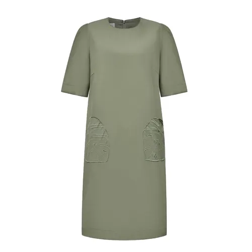 Váy Liền Nữ F2 Fashion & Freedom Moss Green Linen Dress With 2 Pockets D822-REU-S-0724 Màu Xanh Rêu Size S