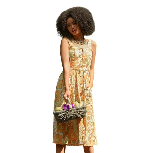 Váy Linen Nữ F2 Fashion & Freedom Into The Wood D340-CV-S-0524 Màu Cam Vàng Size S