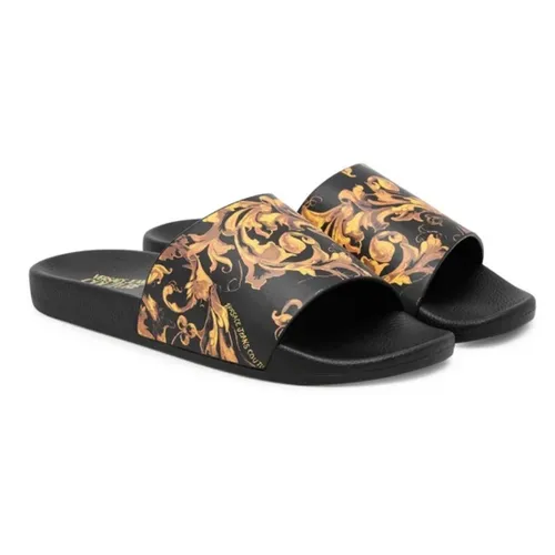 Dép Nam Versace Jeans Couture 79YA3SQ4 ZS365 G89 Màu Đen - Vàng Size 39