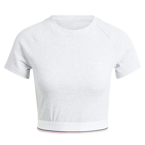 Áo Croptop Nữ Adidas Tape Waistband Tee Melange Grey IS2318 Màu Xám Nhạt Size XS
