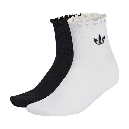Set 2 Đôi Tất Nữ Adidas Ruffle Quarter KD8367 Màu Đen - Trắng Size S