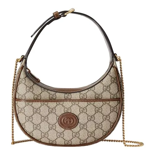 Túi Xách Tay Nữ Gucci GG Half-Moon-Shaped Mini Bag ‎726843 92TCG 8563 Màu Be Nâu