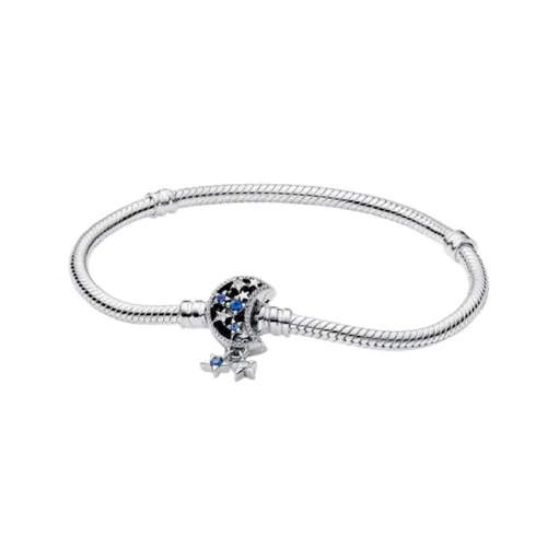 Vòng Đeo Tay Nữ Pandora Sparkling Moon Clasp Snake Chain Bracelet 592819C01&nbsp;Màu Bạc&nbsp;Size 16