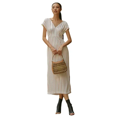 Váy Liền Nữ F2 Fashion & Freedom  Linen Into The Wood D809-TSN-S-0524 Màu Trắng Kẻ Size S