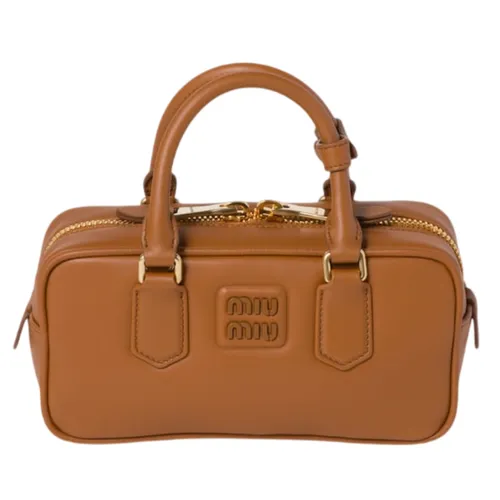 Túi Xách Tay Nữ Miu Miu Arcadie Leather Bag Cognac Màu Nâu