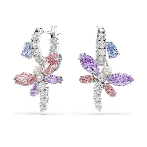 Khuyên Tai Nữ Swarovski x Ariana Grande Drop Earrings Mixed Cuts Dragonfly Multicolored Rhodium Plated 5749185 Phối Màu