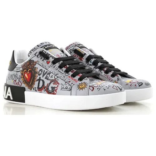 Giày Thể Thao Nam Dolce & Gabbana D&G Sacred Heart Graffiti Sneakers Phối Màu Size 39