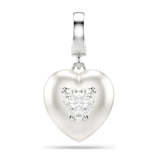 Hạt Vòng Charm Swarovski Idyllia Charm Mixed Cuts, Pearl-Colored Coating, Heart, White, Rhodium Plated 5742960 Màu Bạc