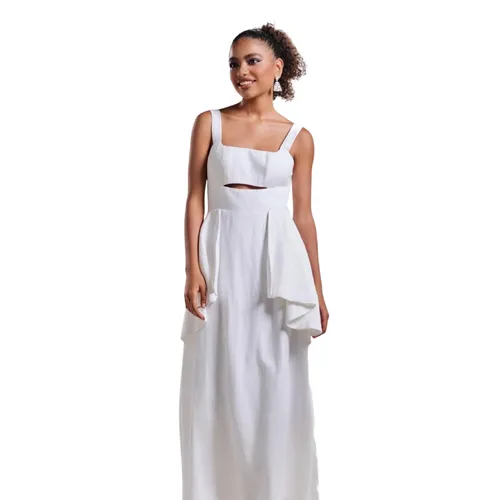 Váy Xòe Nữ F2 Fashion & Freedom White Linen Dress D812-TRANG-S-0724 Màu Trắng Size S