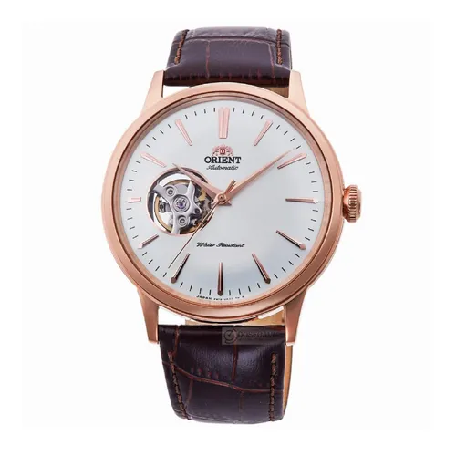 Đồng Hồ Nam Orient Bambino Open Heart RA-AG0001S10B Watch Màu Nâu - Vàng Hồng