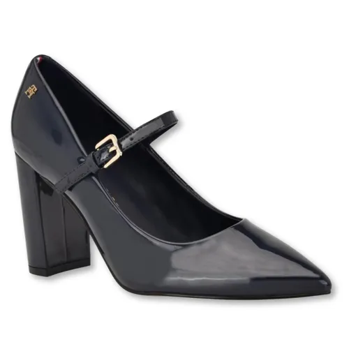 Giày Cao Gót Nữ Tommy Hilfiger Aveniz High Block Heel Mary Jane Pumps Black Màu Đen Size 38.5