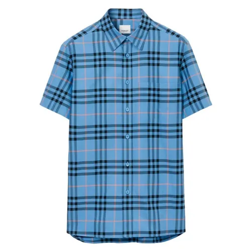 Áo Sơ Mi Nam Burberry SS23 Check Cotton Shirt Blue 80729351 Màu Xanh Blue Size XS