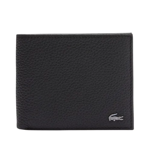 Ví Nam Lacoste Crocodile Matte Grained Leather Horizontal Trifold Wallet NH3711IL Màu Đen
