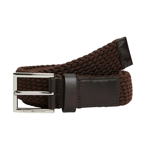 Thắt Lưng Nam Tommy Hilfiger Leather Trim Webbed Square Buckle Belt 13759 - 0HD Màu Nâu Size 110